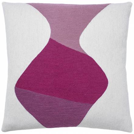 Judy Ross Textiles Hand-Embroidered Chain Stitch Totem Throw Pillow cream/dusty pink/fuchsia/cerise